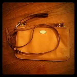 light brown leather coach crossbody bag 